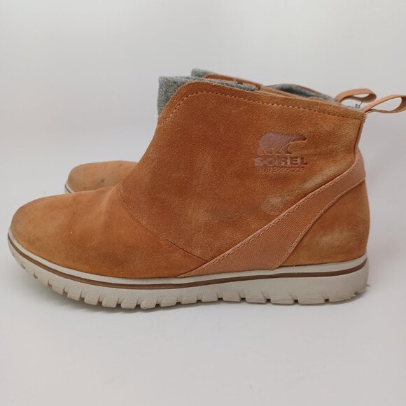 Sorel Boots Chelsea Ankle Height Tan Suede Water Resistant Womens 7 - Picture 2 of 16